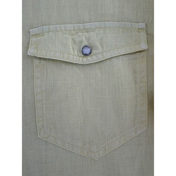 Sundance Pearl Snap Shirt Size M 100% Linen Yellow Western Rodeo Cowgirl - Picture 4 of 14